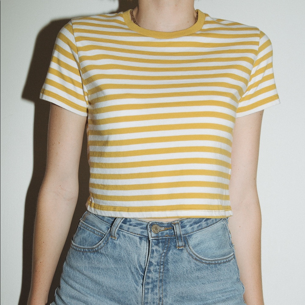 Brandy Melville Helen Striped Yellow Top